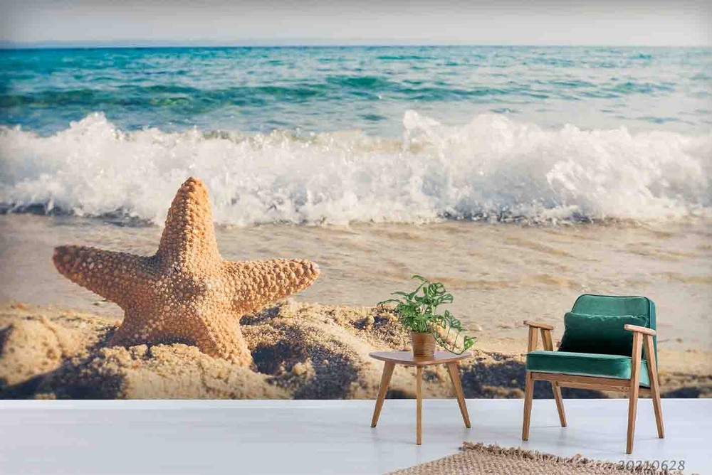3D Starfish Beach Ocean Landscape Wall Murals Wallpaper Murals Wall Sticker