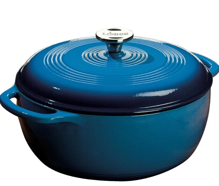 Lodge 6 Quart Enameled Cast Iron Dutch Oven with Lid and Dual Handles