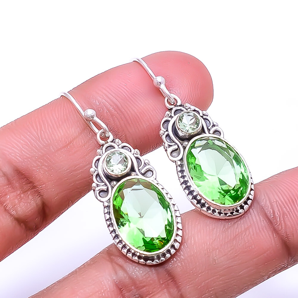 Peridot 925 Sterling Silver Bali Earring 1.56