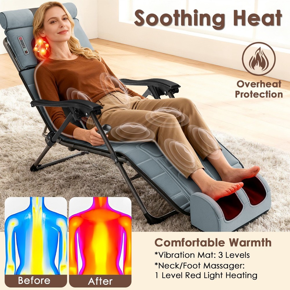 Full Body Massage Mat Electric Heating Vibration Shiatsu Neck Back Foot Massage
