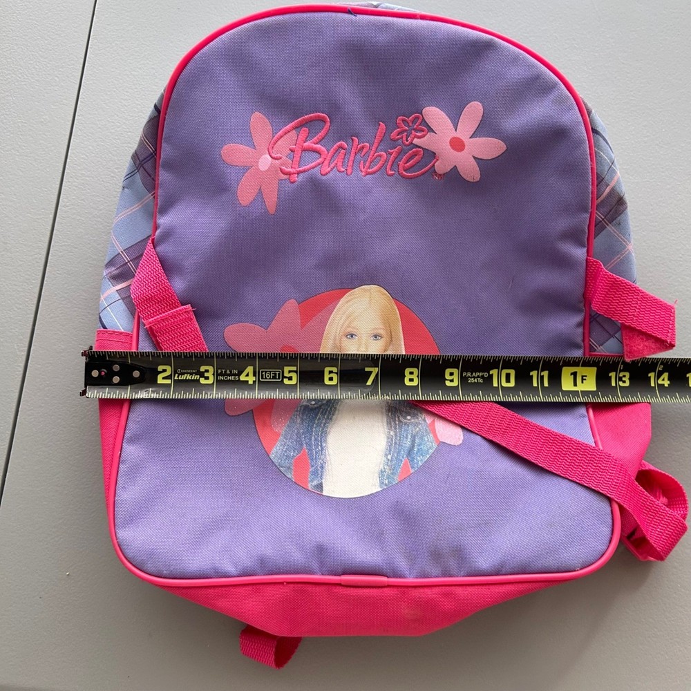 Barbie Backpack Girls Purple Pink 2004 Vintage Y2K Plaid School Bag Kidcore