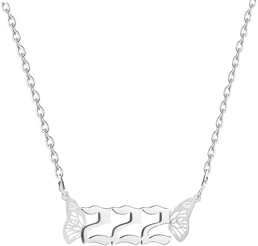 Dainty Angel Number Necklace for Women 111 222 333 444 555 666 777 888 999 Choke