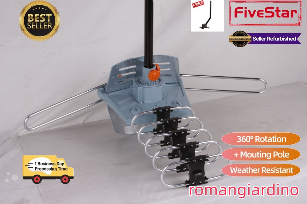 200 Mile Motorized Amplified HDTV Antenna for 4K OTA Outdoor Reception