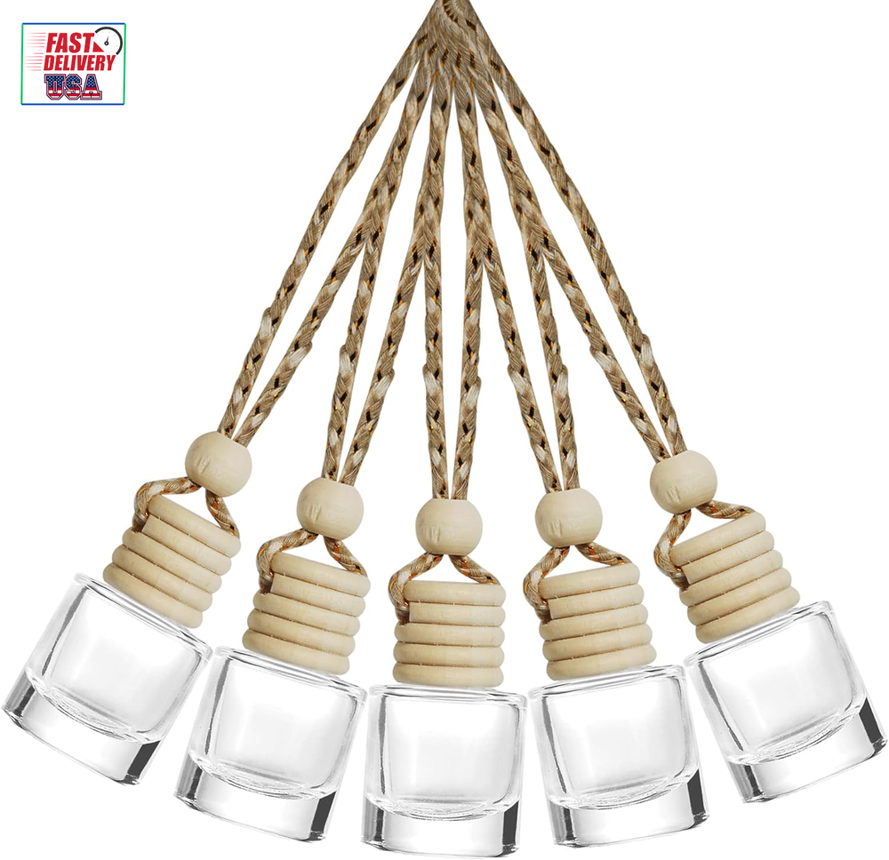 5Pcs Hanging Car Air Freshener,8Ml Car Hanging Diffuser,Empty Glass Perfume Bott