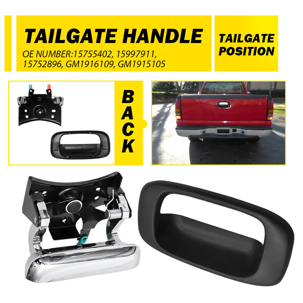Tailgate Handle Bezel Cover Black For GMC SIERRA Chevy SILVERADO 1500 1999-07 M