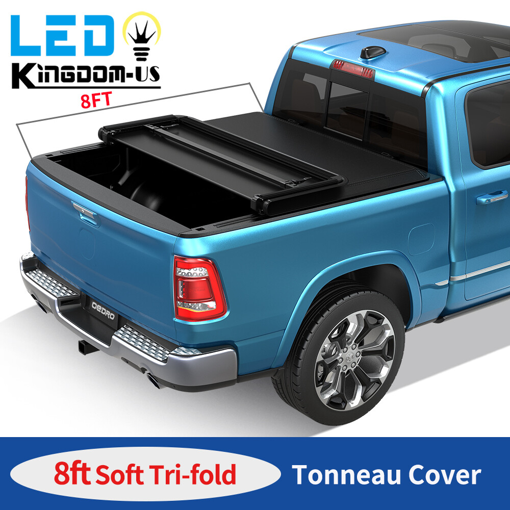 8ft Long Bed Soft 3-fold Tonneau Cover for 2002-2023 Dodge Ram 1500 2500 3500