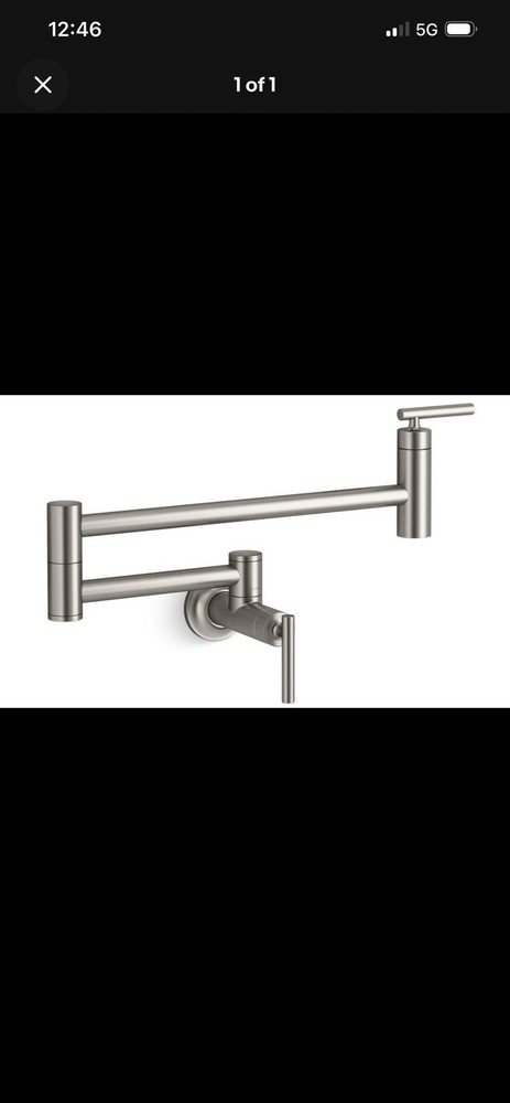 Kohler Purist K-35745-VS Stainless Steel Wall-Mounted Kitchen Pot Filler Faucet