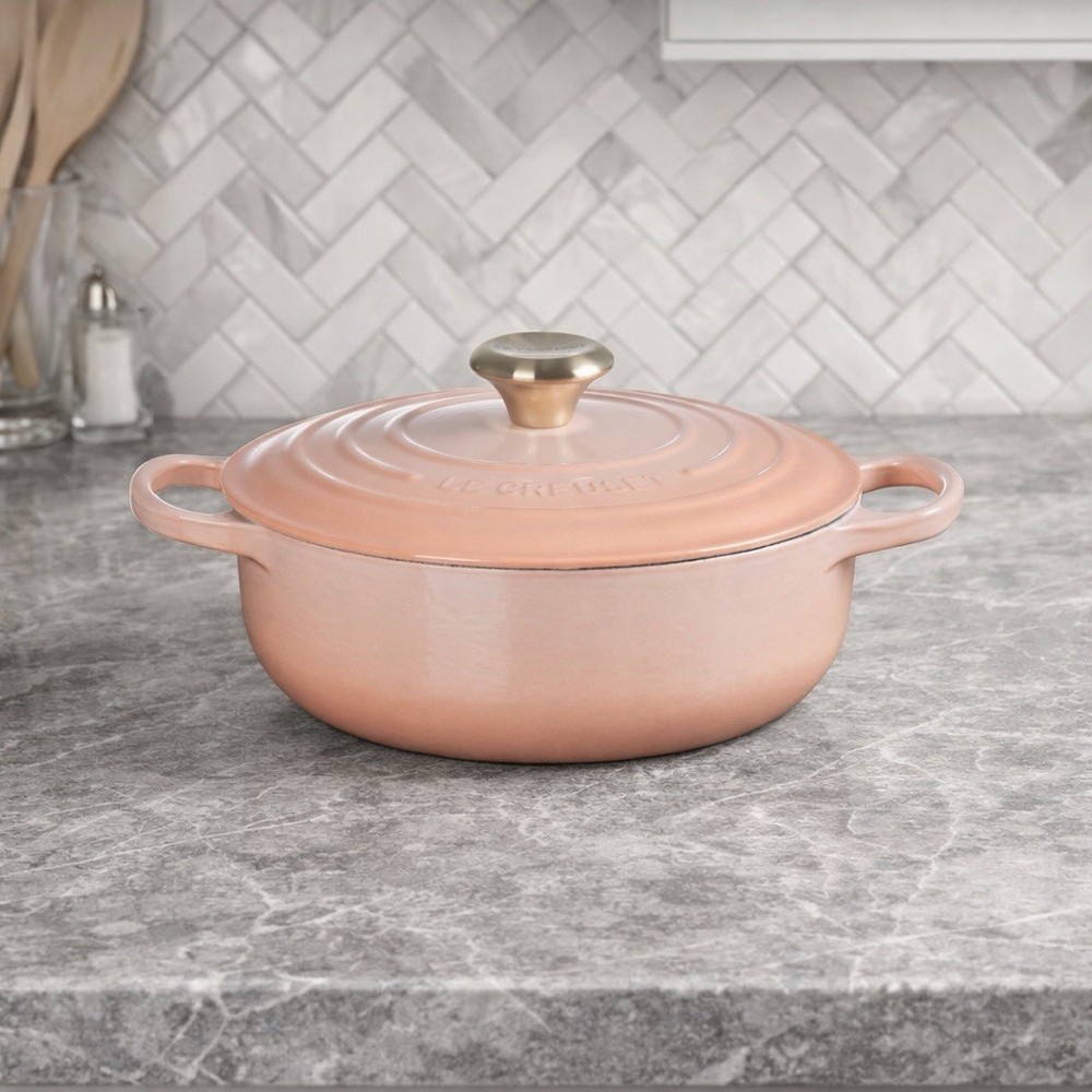 Le Creuset 3.5 Qt Signature Sauteuse Peche NEW In box Cast Iron 9.5” France