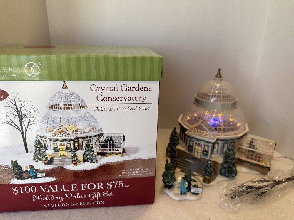 SIGNED Dept 56 Christmas in the City Crystal Gardens Conservatory #59219 MIB