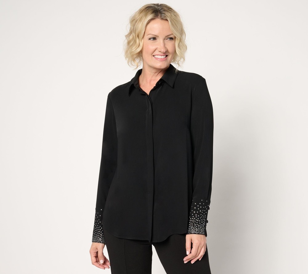 Joan Rivers Classics Collection Women's Top Plus Sz 1X Carpet Black A669235