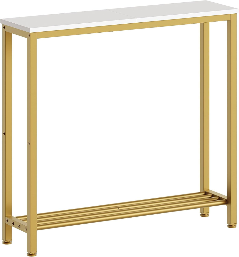 Narrow 2-Tier Console Table for Sofa or Entryway 29.5 Inches Thin