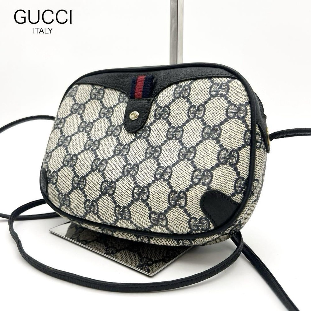 Gucci GG Supreme Navy Shoulder Bag Preowned Vintage Luxury
