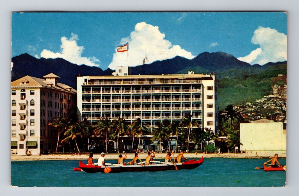 Waikiki HI-Hawaii, Surf Rider Hotel, Beach, Advertising, Vintage Postcard
