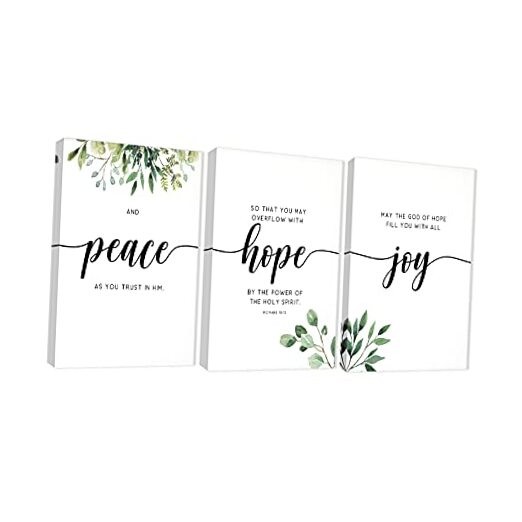 3 Piece White Plants Inspirational Wall Art Set 36Wx24H