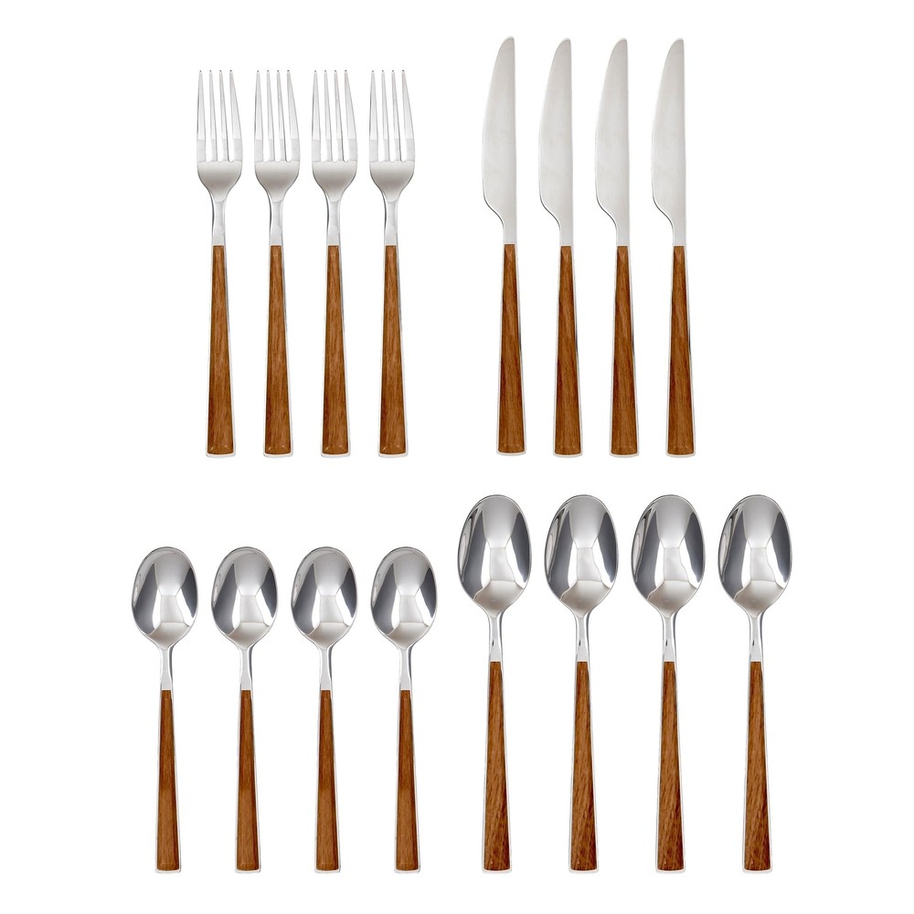 Esben Beachwood Piece Flatware Set, 16 Count