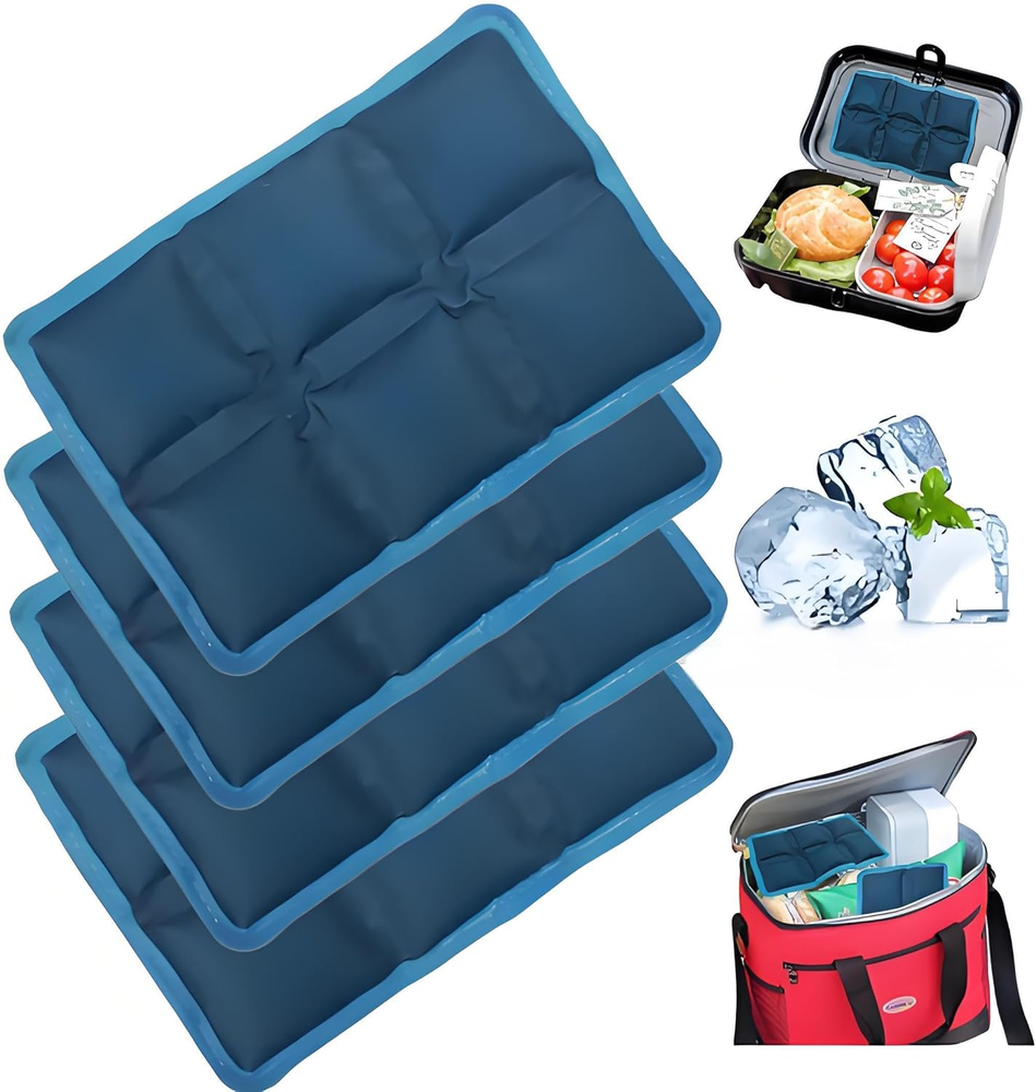 4 Pack Reusable Ice Packs for Lunch Boxes & Coolers – Keep Food & Drinks Fresh