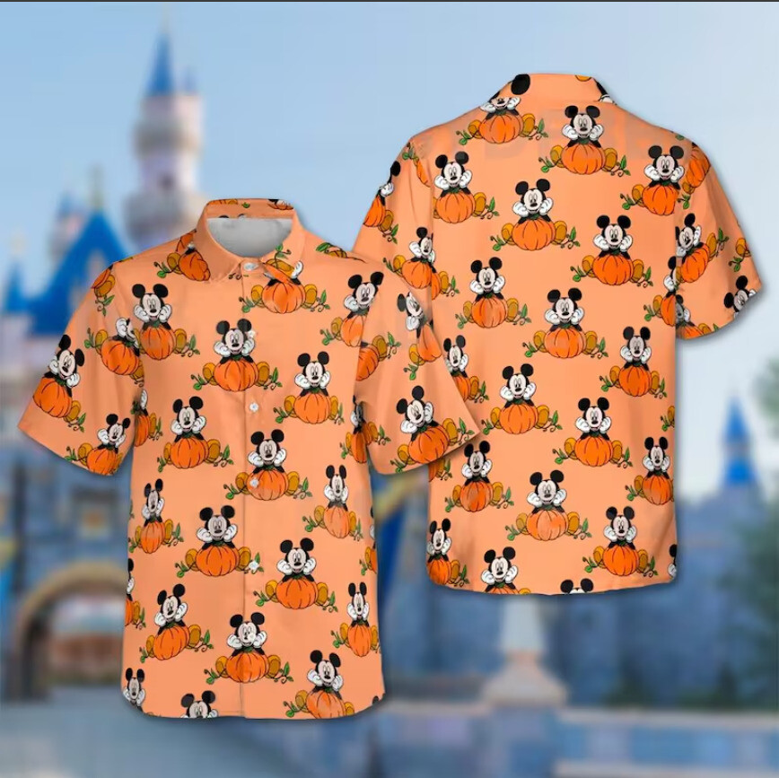 Mickey Mouse Pumpkin 3D HAWAII SHIRT Halloween Gift Best Price Us Size
