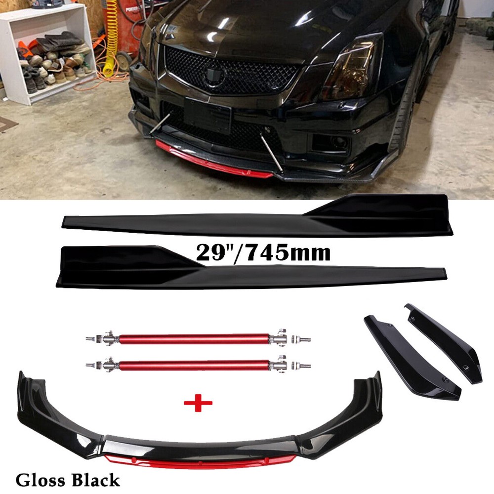 Front Bumper Lip Spoiler Splitter Rear Lip Side Skirt For Cadillac CTS CTS-V