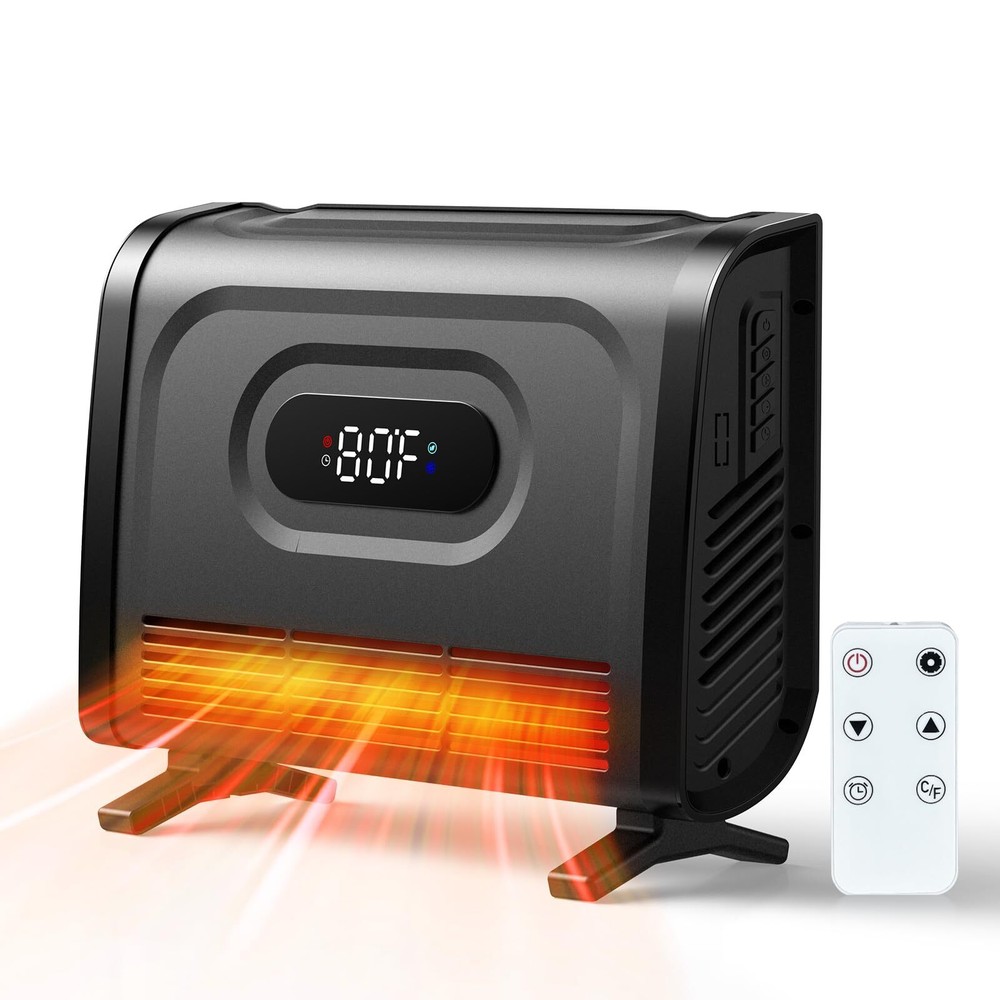 Infrared Space Heater with Attachable Feet, 1500W Wall Heater with Adjustable...