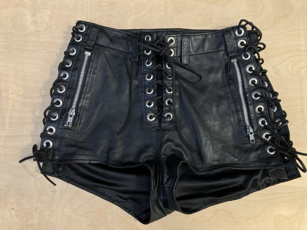 Hell Bent Leather Biker Shorts Brooke Worrel Handmade In LA Women’s Small