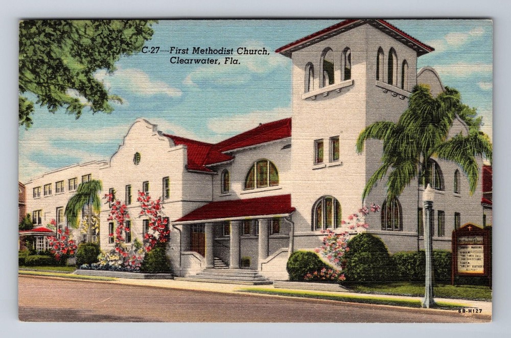 Clearwater FL-Florida, First Methodist Church Vintage Postcard