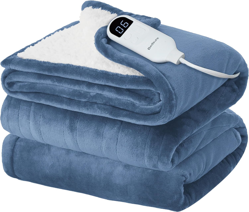 Soft Flannel Heated Twin Electric Blanket with 10 Timed Settings, 62x84 Inches