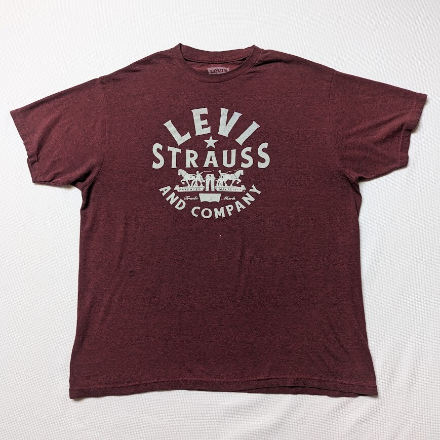 Levi Strauss And Company Men's Maroon Spell Out Logo Short Sleeve T-Shirt - XL