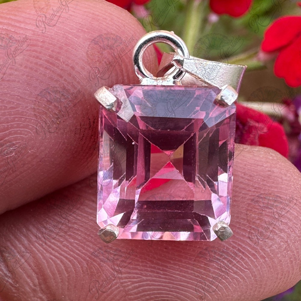 12.30 CT Natural Padparadscha Sapphire Gemstone 925 Silver Pendant Handmade