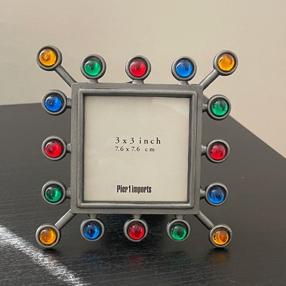 Pier 1 Imports 3x3 Metal Picture Frame Korea Multicolor Bubble Glass Sputnik