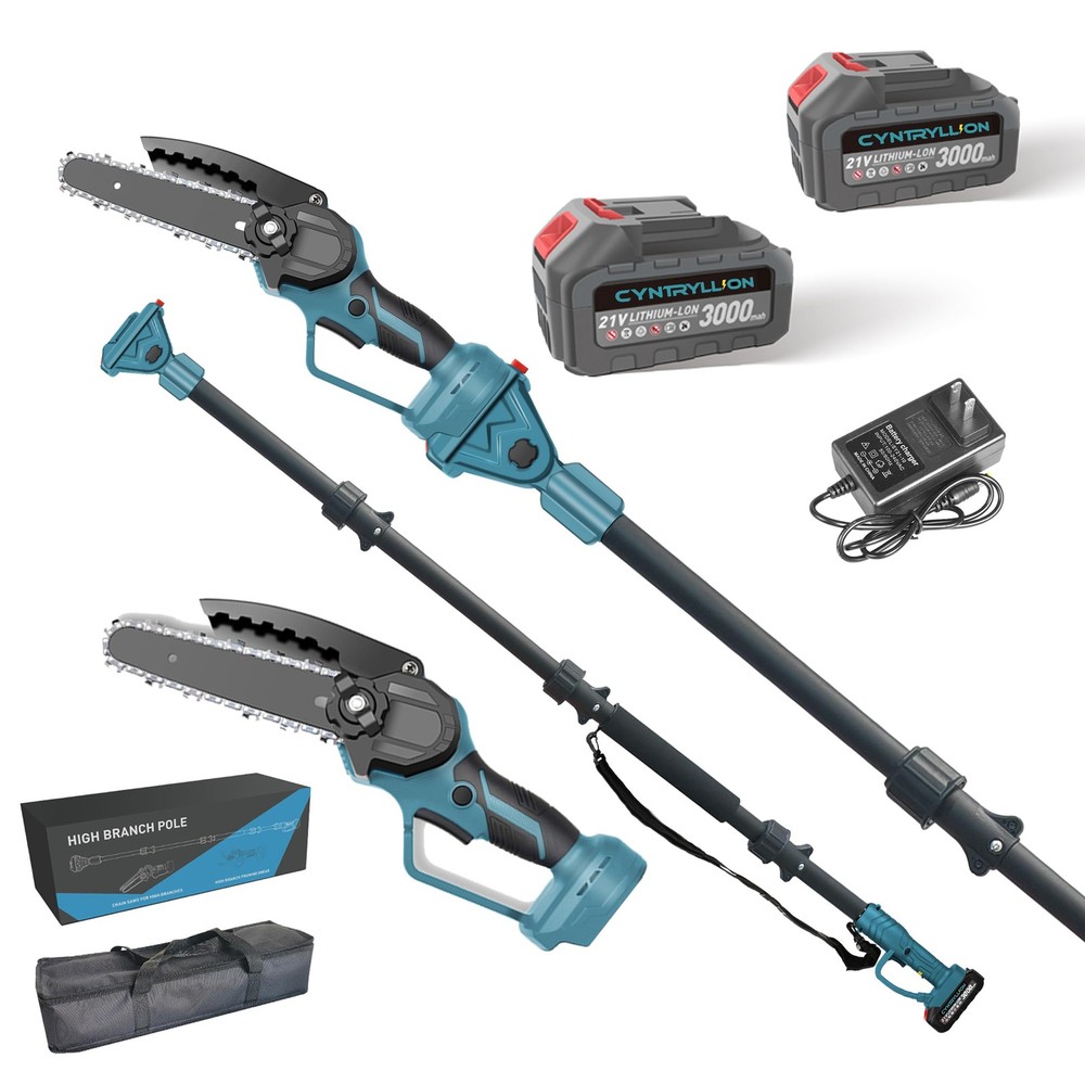 Cordless Pole Saw and Mini Chainsaw 2-in-1 with 21V 3Ah Battery and 6-Inch Brushless Motor