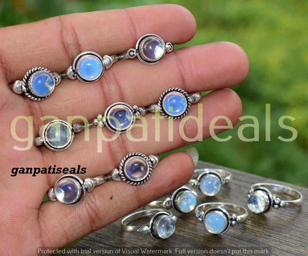 Christmas Sale ! Opalite Gemstone Ring 10pcs Wholesale Lot 925 Silver Plated