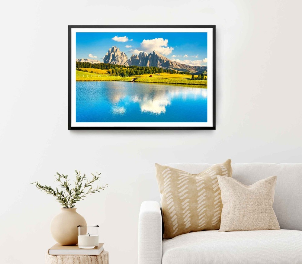 Lake & Mountains at Sunset in Italy Poster Premium Quality Choose your Size
