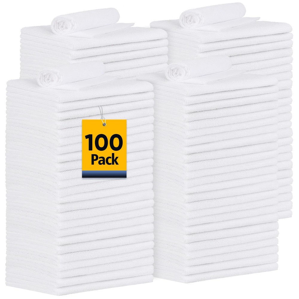 100-Pack Heavy-Duty Microfiber Shop Towels for Cars & Commercial Use