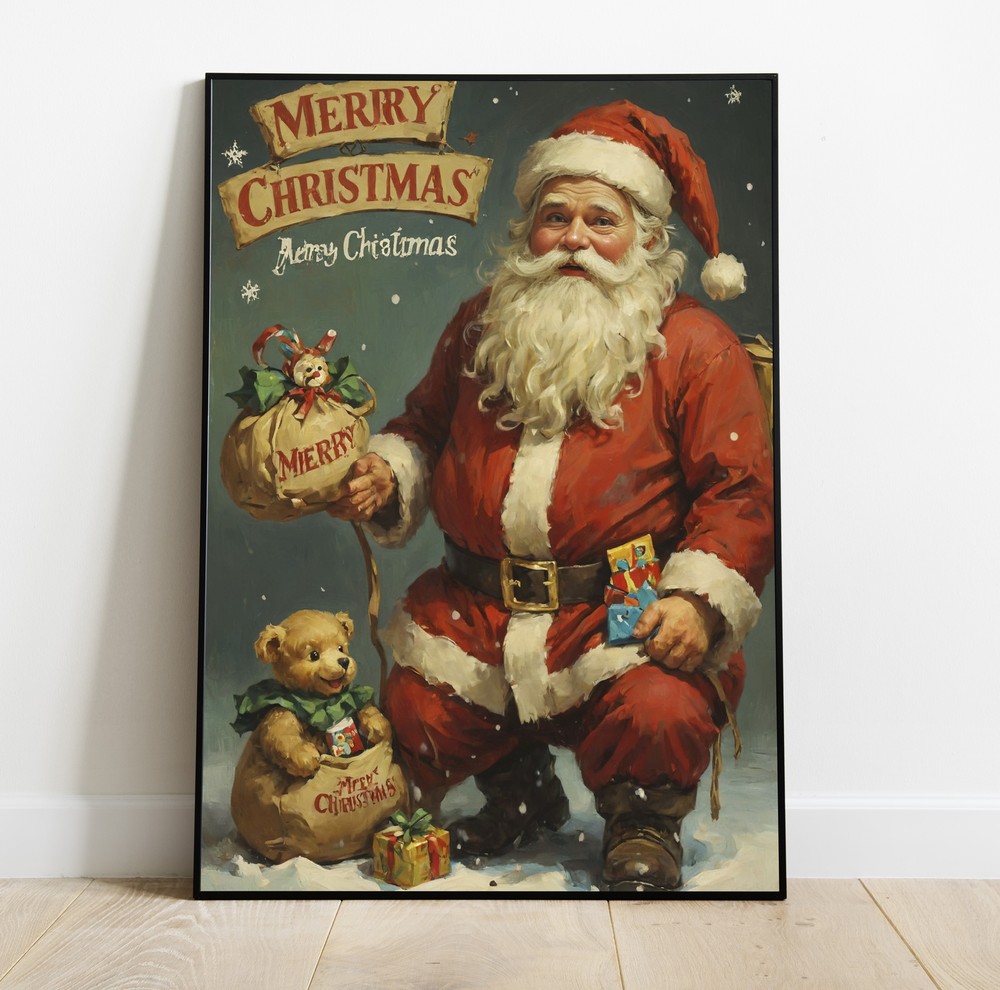 Unique Wall Decor: Handmade Winter Christmas Oil Painting