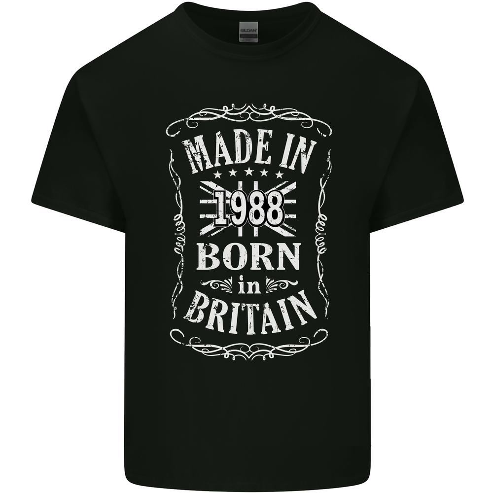 Born In Britain 35th Birthday Made 1988 Mens Cotton T-Shirt Tee Top