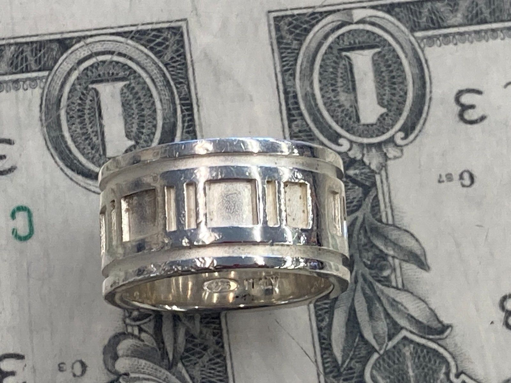 Tiffany & Co. 1995 Sterling Silver .925 Atlas Ring US Size 7.5