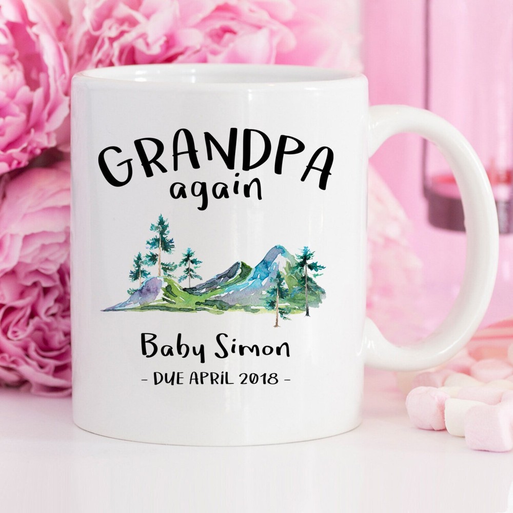 Coffee Mug Grandpa Again New Grandpa Gift Pregnancy Reveal Mug Baby Announcement