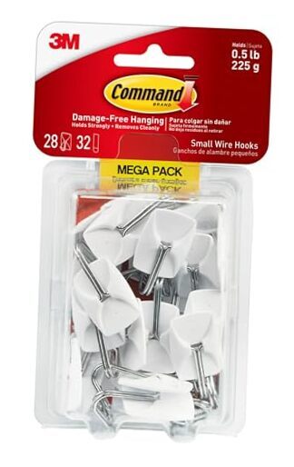 Small Wire Toggle Hooks, Damage Free Hanging Wall Hooks with Adhesive Strips,
