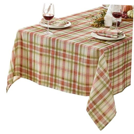 Rustic Plaid Thanksgiving Tablecloth 60x102 Inch Country Style Fabric