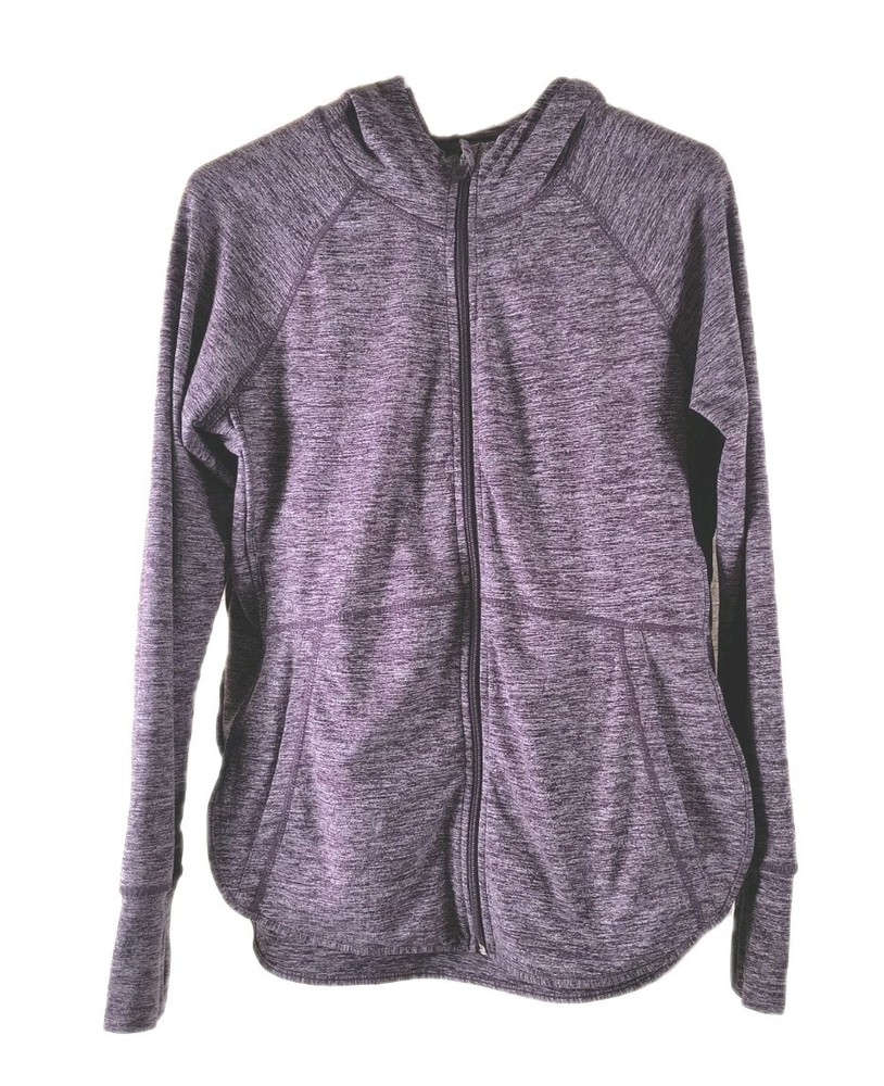 Tangerine Women's Athletic Track Jacket Purple Med Full Zip Pockets Thumb Holes