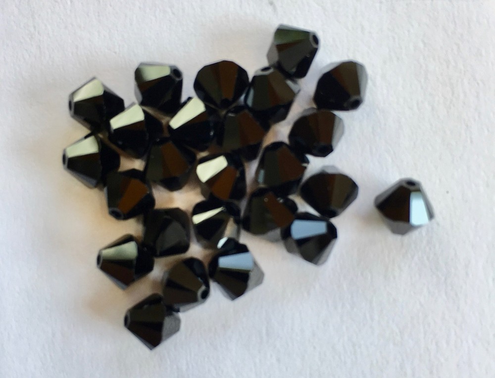 50 pc SWAROVSKI CRYSTAL JET 5mm Loose Beads Bicone 5328, BLACK,  Free Shipping
