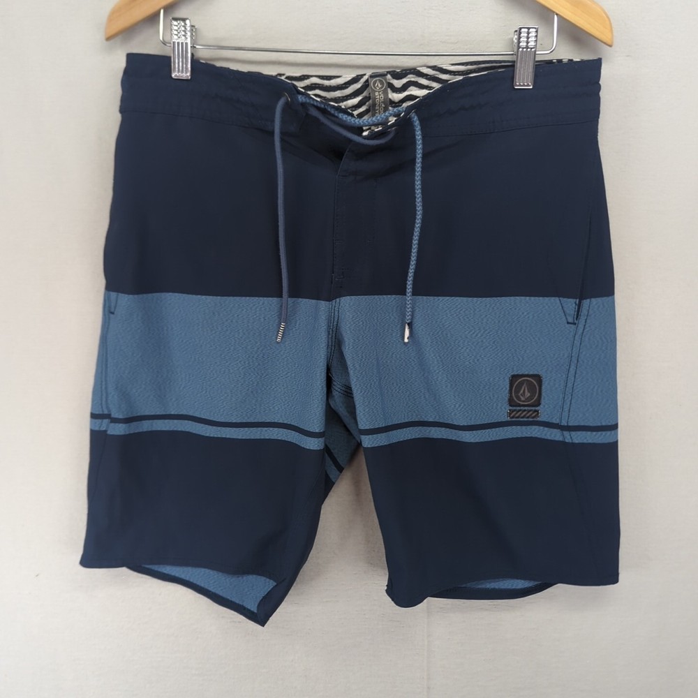 Volcom Stone Board Short Swim Trunks Blue Colour Block Stoney's Size 30 Mens