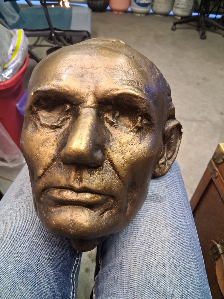 President Abraham Lincoln Rare Life Mask Plaster Cast Mold Gold