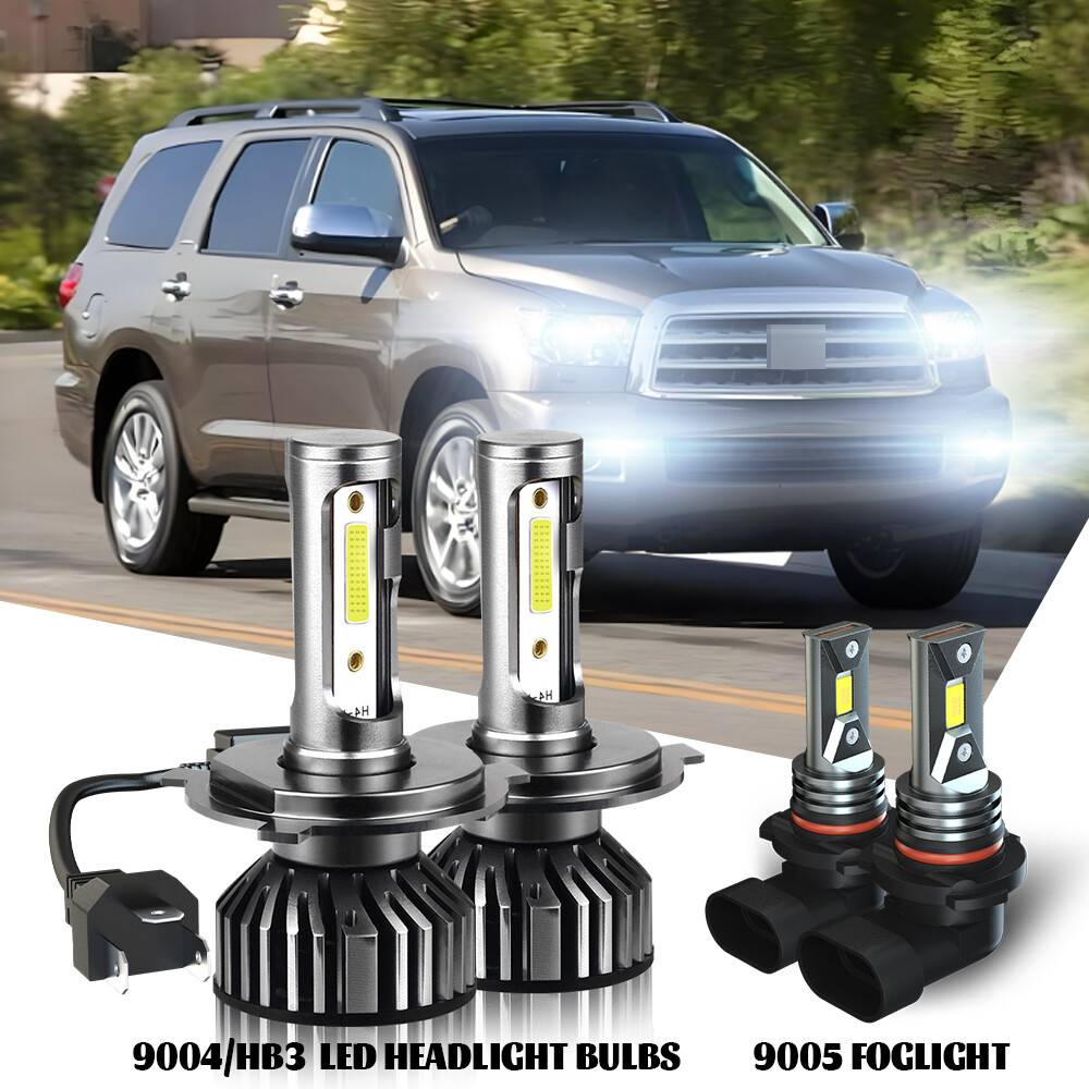 For Toyota Sequoia Sport Utility 4-Door 4.7L 2001-2007 LED Headlight + Fog Bulbs