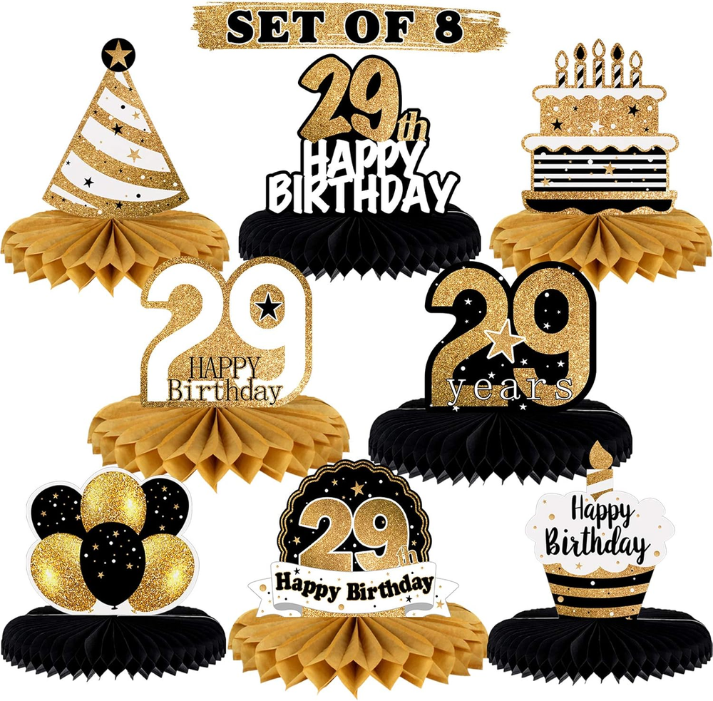LINGTEER 29th Birthday Honeycomb Centerpieces Ideal for Celebrations and Cheers