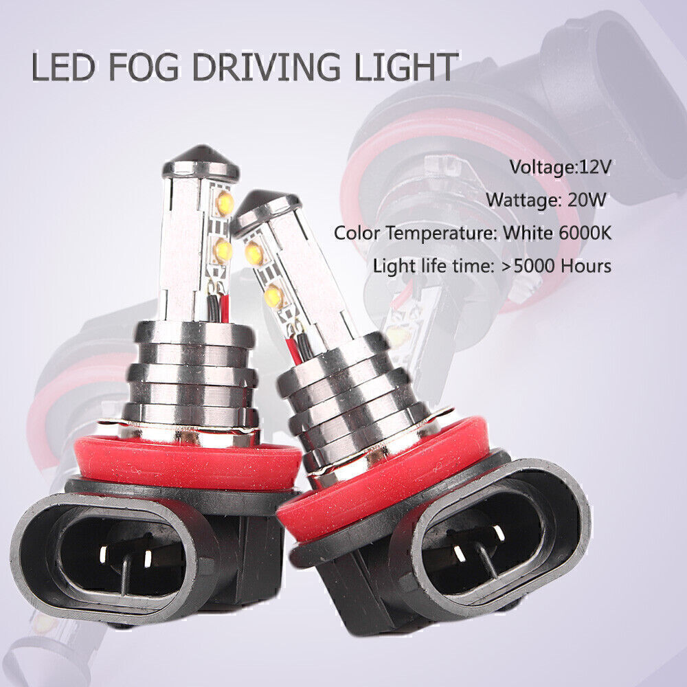 2pcs H11/H8/H9 Car LED Fog Driving Light Kit Bulbs 1500LM 40W High Power lamp