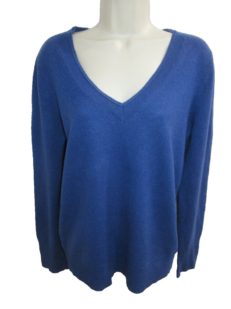 Halogen 100% Cashmere Darker Blue V-neck Sweater Size M