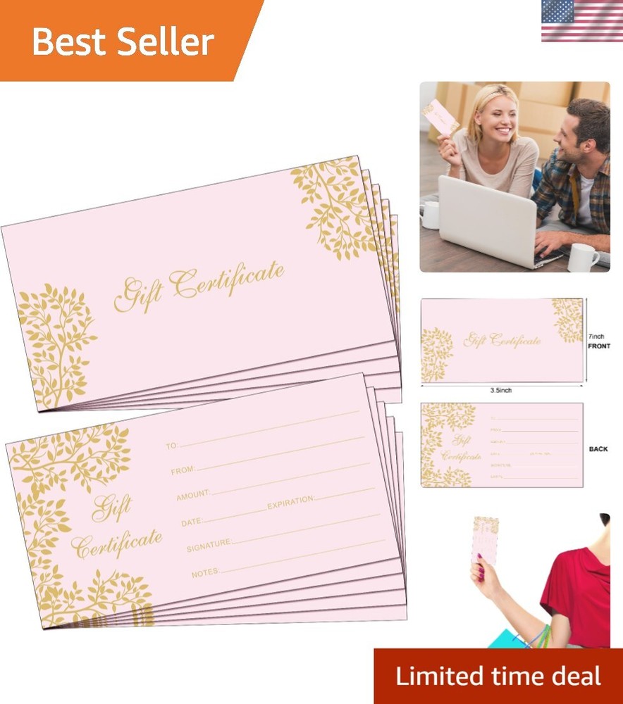 50 Elegant Blank Gift Certificates - Customizable Pink Vouchers for Any Occasion-image