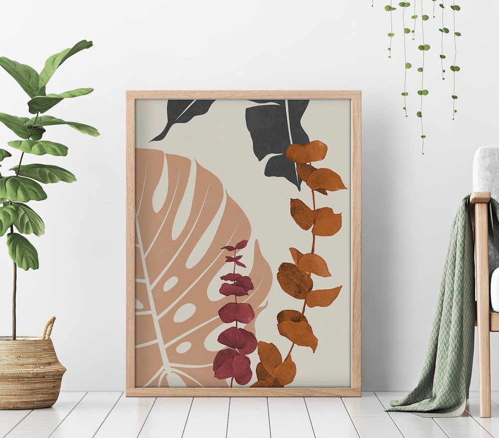 Boho Botanical Art Print Wall Art Boho Wall Decor Terracotta Flower Wall Art