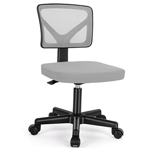 Armless Compact Home Office Desk Chair Ergonomic Low Back Computer Chair